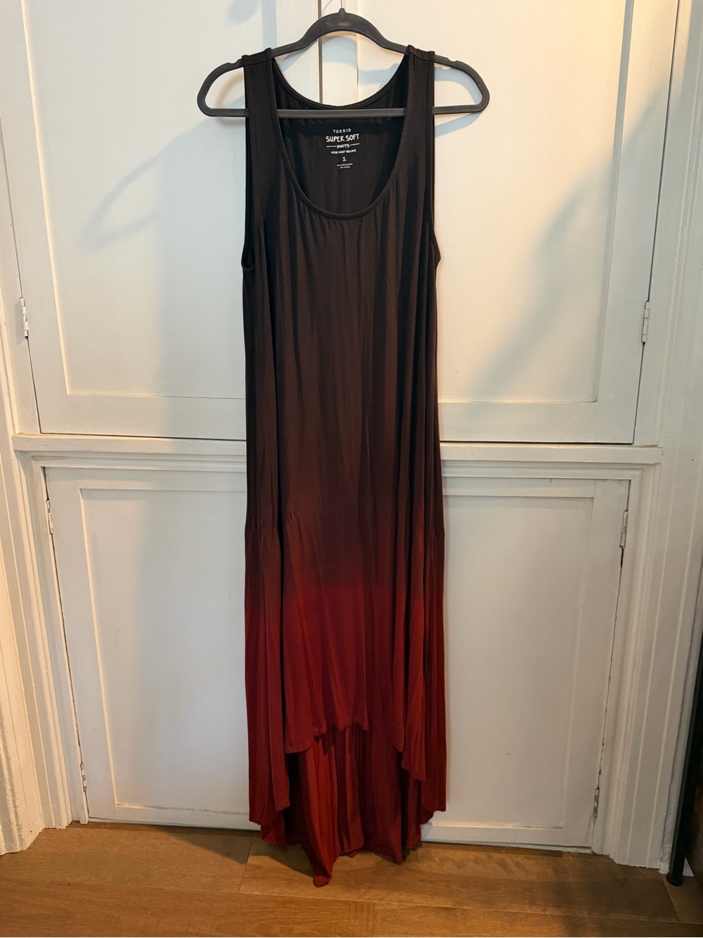 Maxi Tank Dress - Black to Deep Red Ombre. Beautiful and comfortable soft fabric